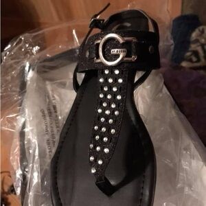 GUESS Black and Silver Studded Sandals